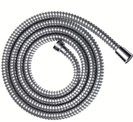 Kromirana cev za tuš Hansgrohe Metaflex dolžine 1,60 m s plastičnim plaščem za enostavno čiščenje.