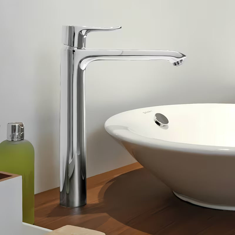 Hansgrohe Metris visoka enoročna armatura za umivalnik v krom izvedbi.