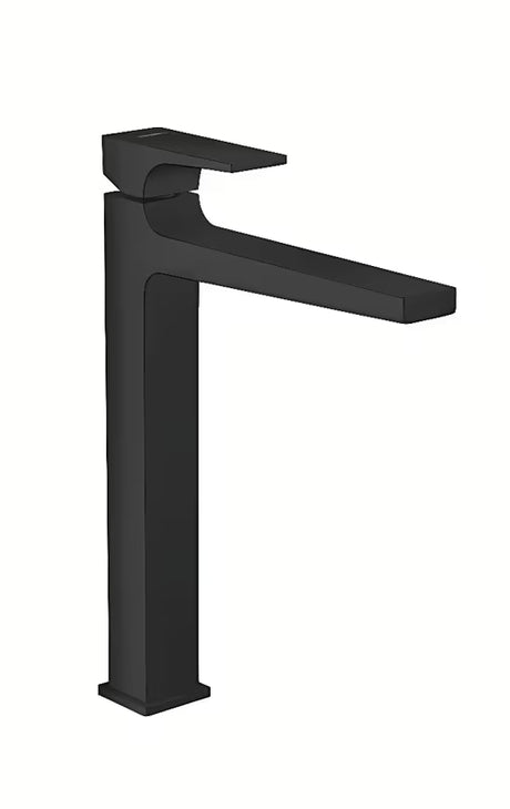 Hansgrohe Metropol visoka enoročna armatura za umivalnik v mat črni barvi z odtokom push-open