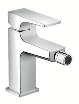 Kromirana enoročna armatura za bide Hansgrohe Metropol z odtočnim kompletom push-open in perlatorjem AirPower.