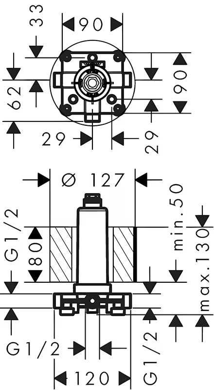 Podometno telo hansgrohe Rainmaker Select pro stropni priključak tuš ročice