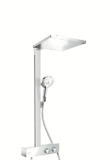 Hansgrohe Raindance E tušni sistem s termostatom v krom izvedbi z nadglavno prho 300 × 300 mm in ročno prho