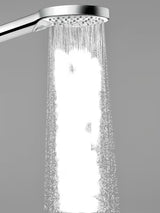 Ročna prha Hansgrohe Raindance Select S v krom izvedbi z gumbom Select in s tremi vrstami curka