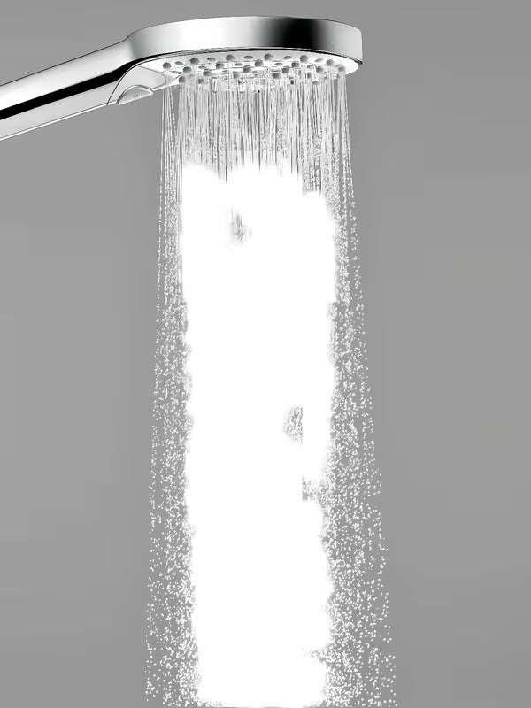 Ročna prha Hansgrohe Raindance Select S v krom izvedbi z gumbom Select in s tremi vrstami curka