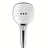 Ročna prha Hansgrohe Raindance Select E bela/krom z gumbom Select in tremi curki
