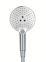 Kromirana ročna prha Hansgrohe Raindance Select S 120 z gumbom Select s tremi vrstami curka