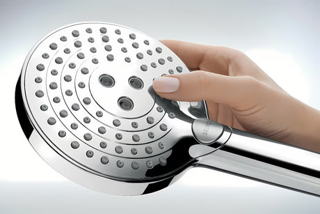 Hansgrohe Raindance Select S tušni sistem s termostatsko armaturo v kromu z nadglavno in ročno prho