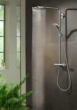 Hansgrohe Raindance Select S tušni sistem s termostatsko armaturo v kromu z nadglavno in ročno prho