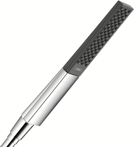 Palična ročna prha hansgrohe Rainfinity 100 1jet v kromu z antracitnim zaključkom s curkom PowderRain.