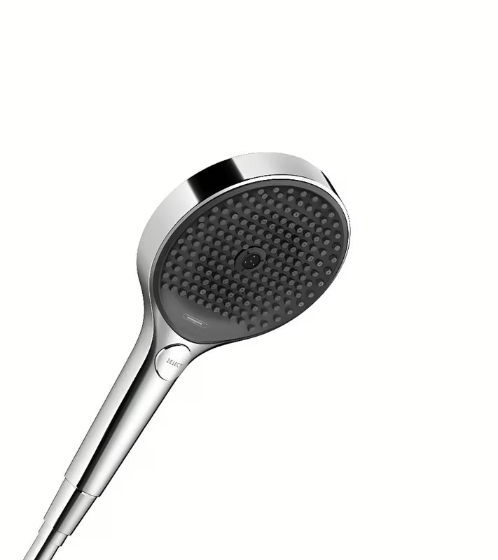 Ručni tuš hansgrohe Rainfinity 130 u krom izvedbi s antracitnom tuš mlaznicom i tri vrste mlaza