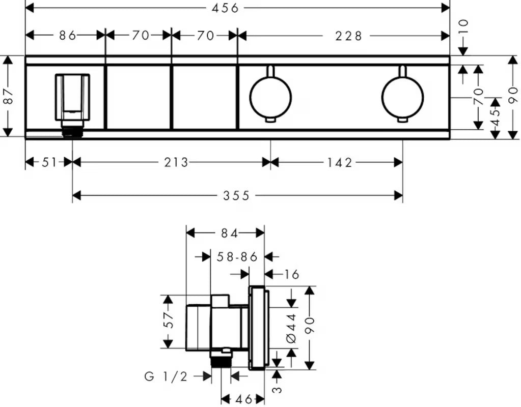 Hansgrohe Rainselect podometna termostatska armatura za tuš Select u izvedbi bijela/krom