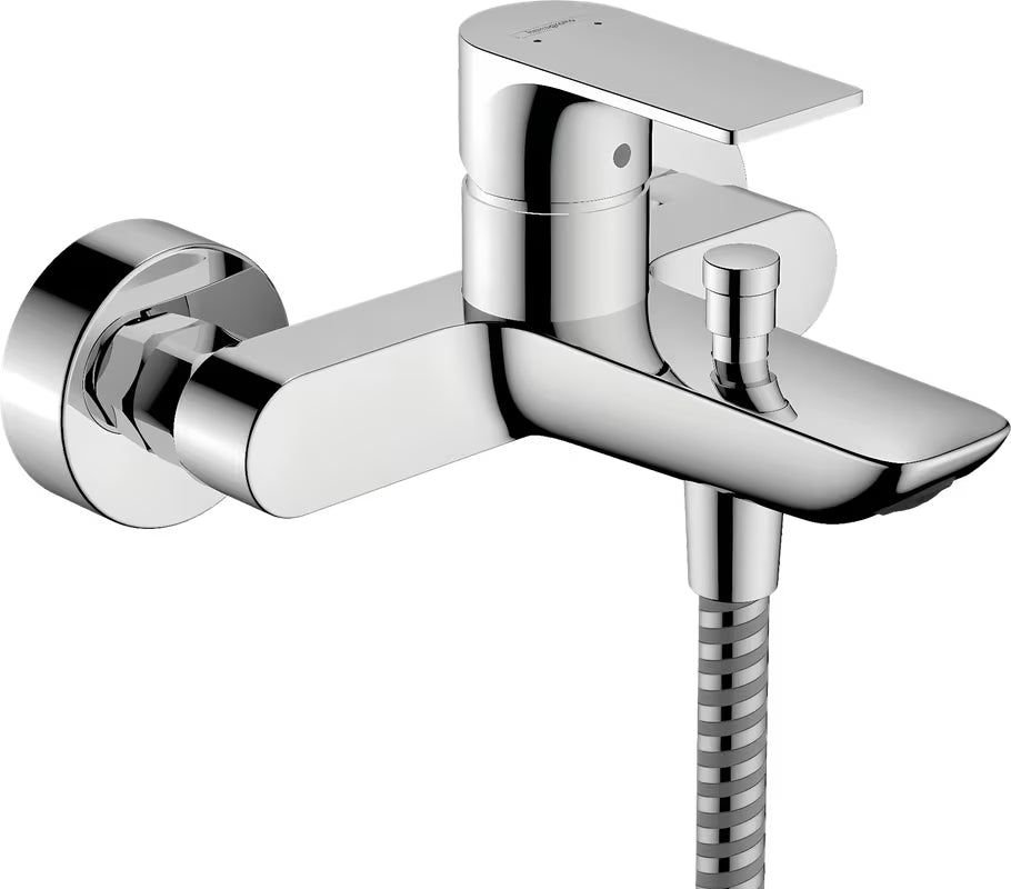 Krom stenska enoročna armatura za kad hansgrohe Rebris E s preklopnikom kad/tuš