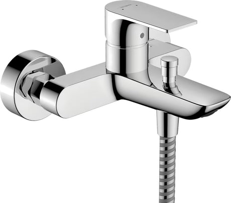 Krom stenska enoročna armatura za kad hansgrohe Rebris E s preklopnikom kad/tuš