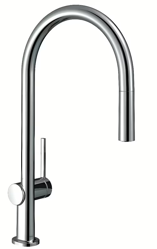 Kromirana armatura za pomivalno korito Hansgrohe Talis s z visokim ločnim izlivom in izvlečno prho