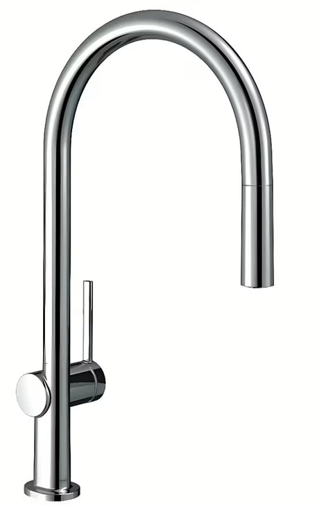 Kromirana armatura za pomivalno korito Hansgrohe Talis s z visokim ločnim izlivom in izvlečno prho