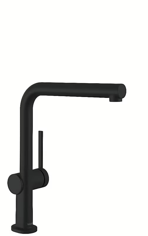 Mat crna enoročna armatura za pomivalno korito Hansgrohe Talis s sa zakretnim izljevom u L-obliku