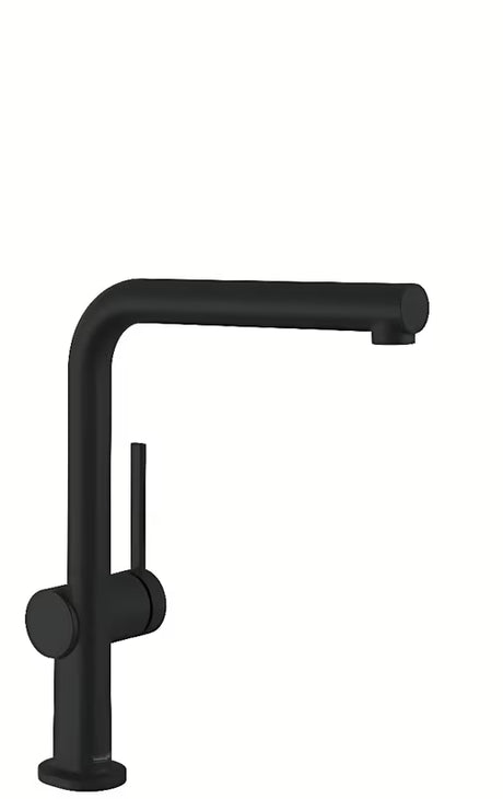 Mat crna enoročna armatura za pomivalno korito Hansgrohe Talis s sa zakretnim izljevom u L-obliku