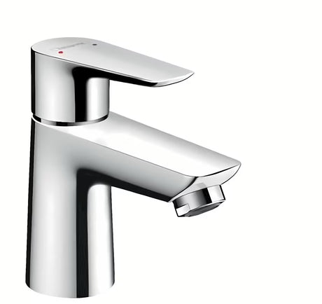 Kromirana enoročna armatura za umivalnik Hansgrohe Talis E z odtočnim kompletom in tehnologijo EcoSmart