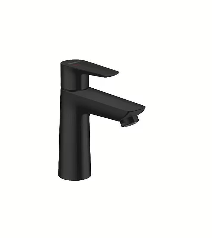 Hansgrohe Talis E 110 CoolStart enoročna armatura za umivalnik v mat črni izvedbi z odtočnim setom