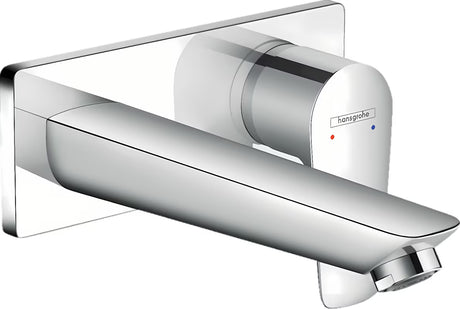 Hansgrohe Talis E podometna enoročna armatura za umivalnik v krom izvedbi pro stenska montaža.