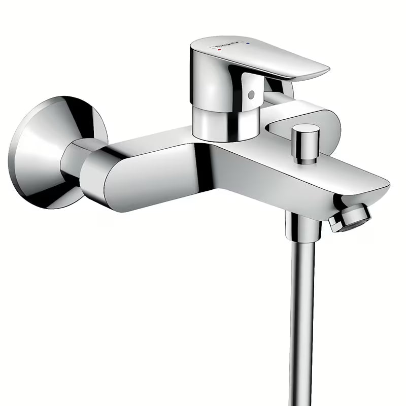 Hansgrohe Talis E stenska enoročna armatura za kad v krom izvedbi z izlivom v kadi in preklopom na prho