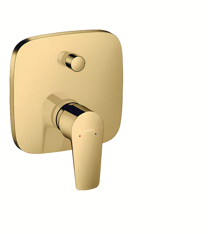 Podometna enoročna baterija hansgrohe Talis E u izgledu poliranog zlata s preklopnikom pro za kadu i tuš.