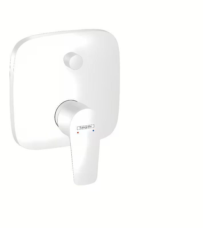 Podometna enoročna tuš i armatura za kad hansgrohe Talis E u mat bijeloj boji s preklopnikom.