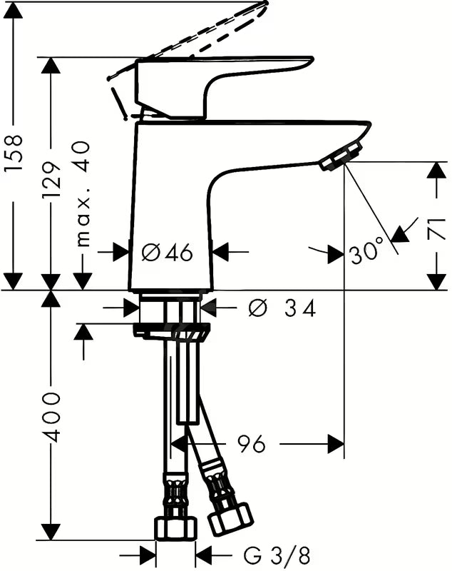 Kromirana enoročna armatura za umivalnik Hansgrohe Talis E s tehnologijom CoolStart