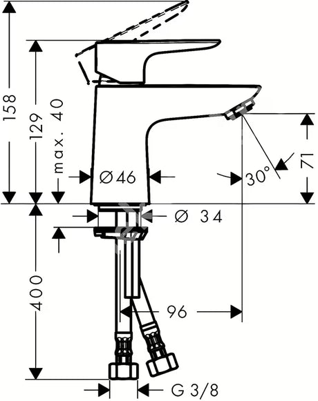 Kromirana enoročna armatura za umivalnik Hansgrohe Talis E 80 brez odtoka