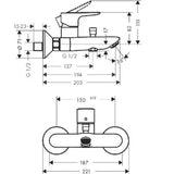 Hansgrohe Talis E stenska enoročna armatura za kad u krom izvedbi s izljevom u kadi i preusmjerivačem na tuš