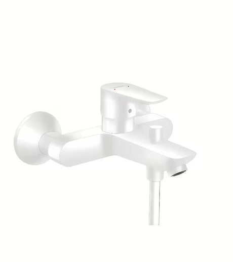 Hansgrohe Talis E stenska armatura za kad u mat bijeloj boji s ručicom za upravljanje i preusmjerivačem na tuš