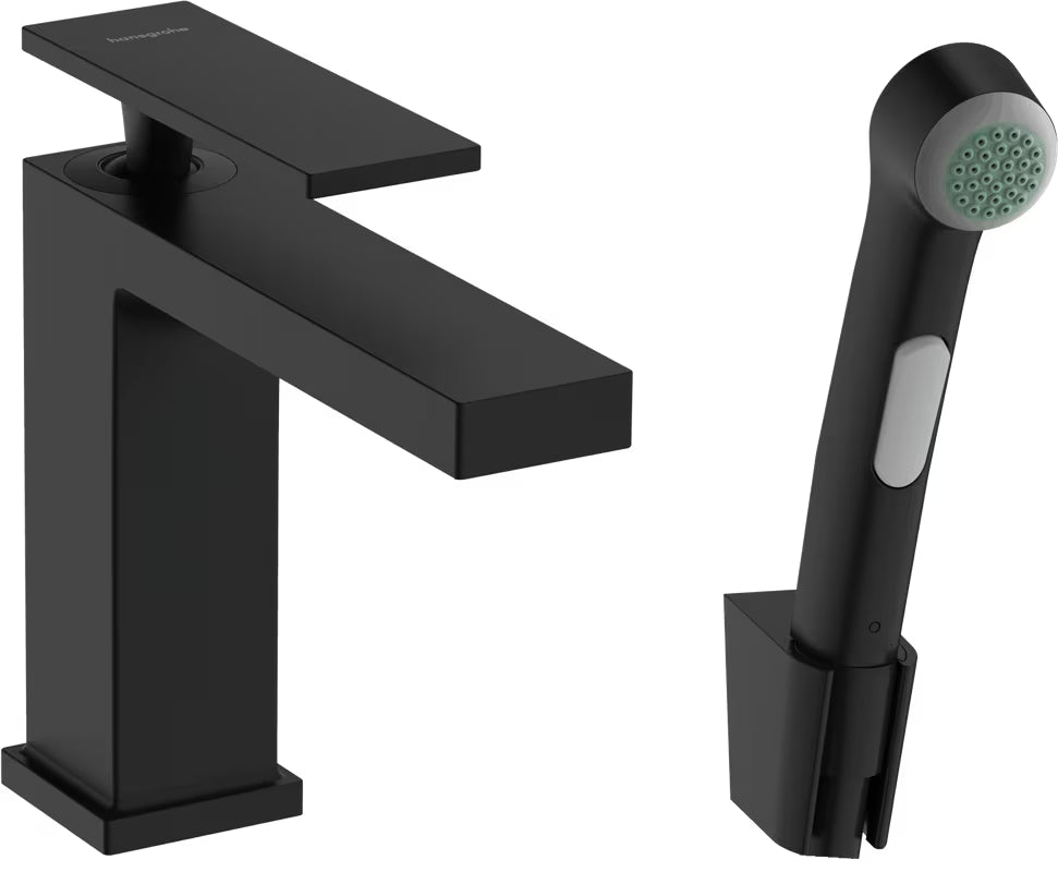 Hansgrohe Tecturis E armatura za umivalnik z bide prho v mat črni barvi