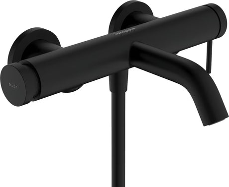 Stenska enoročna armatura za kad hansgrohe Tecturis S v mat črni barvi z gumbom Select
