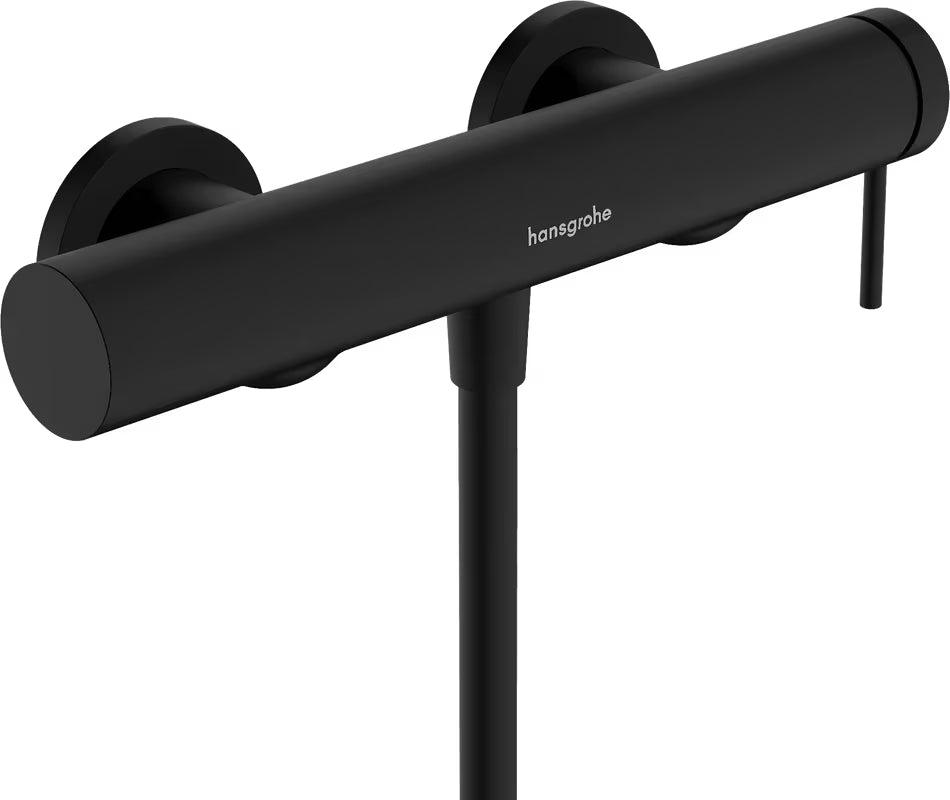 Stenska enoročna armatura za tuš hansgrohe Tecturis S v mat črni barvi.