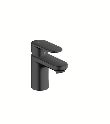Umivalniška enoročna armatura hansgrohe Vernis Blend 70 v mat črni barvi z odtokom in dvižnim drogom