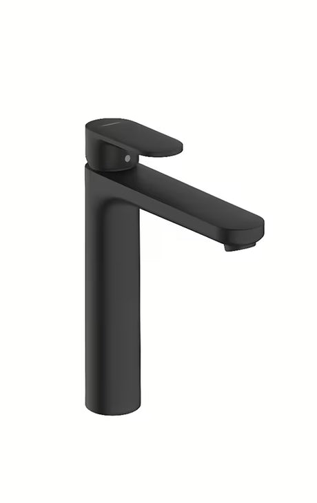 Hansgrohe Vernis Blend visoka umivalniška enoročna armatura v mat črni barvi z odtokom in dvižnim drogom