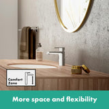 Kromirana enoročna armatura za umivalnik hansgrohe Vernis Blend z odtokom z dvižnim odtokom