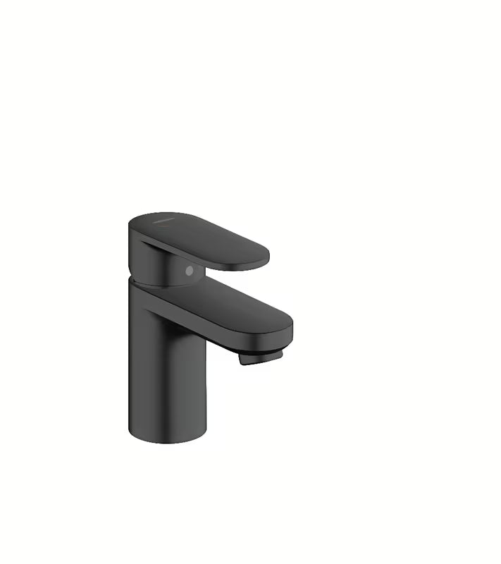 Mat črna enoročna armatura za umivalnik hansgrohe Vernis Blend 70 z odtokom s funkcijami CoolStart, EcoSmart in AirPower.