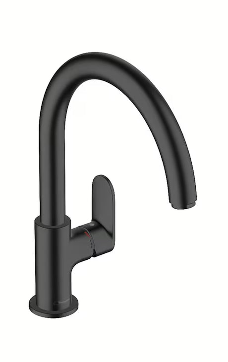 Hansgrohe Vernis Blend M35 enoročna armatura za pomivalno korito v mat črni barvi z visokim vrtljivim izlivom