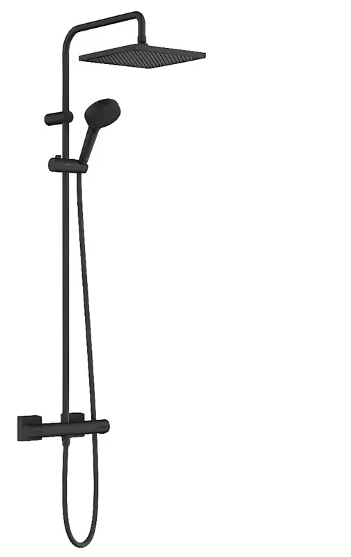 Hansgrohe Vernis Shape 240 EcoSmart tušni sistem s termostatsko armaturo v mat črni barvi