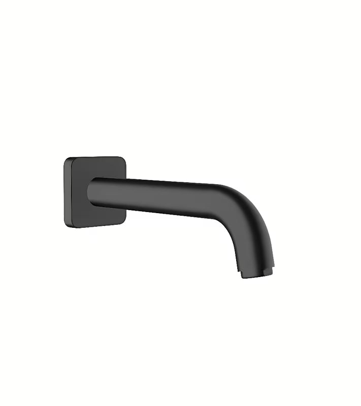 Izliv za Kad hansgrohe Vernis Shape v mat črni barvi pro za stensko montažo z linearno rozeto.