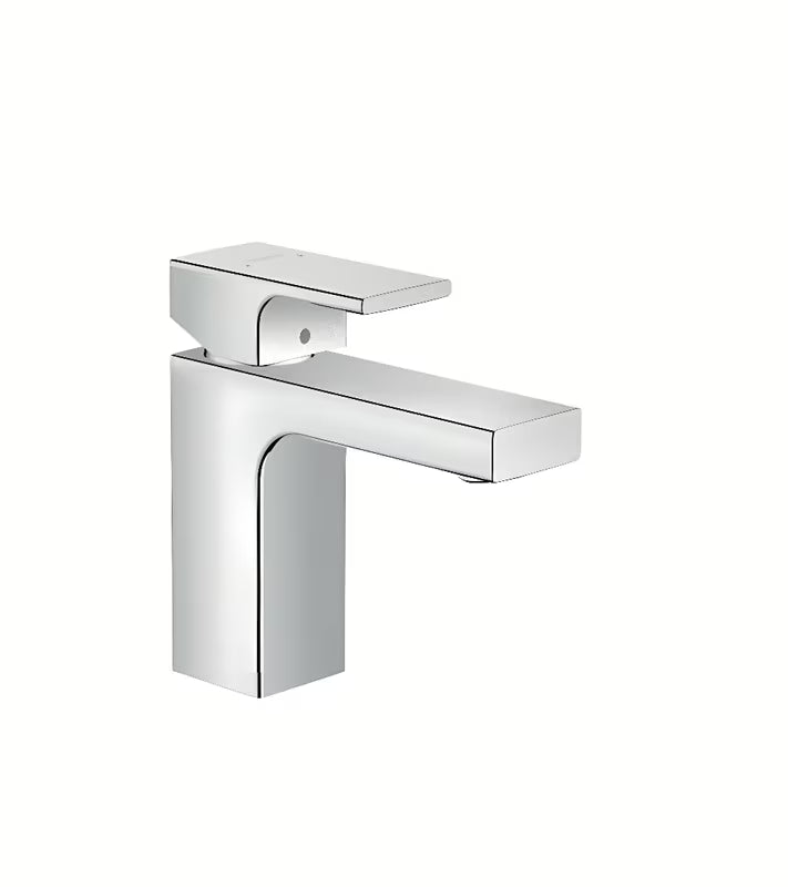 Kromirana umivalniška enoročna armatura Hansgrohe Vernis Shape 100 z odtokom in dvižnim drogom