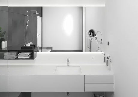Kromirana umivalniška enoročna armatura Hansgrohe Vernis Shape 100 z odtokom in dvižnim drogom