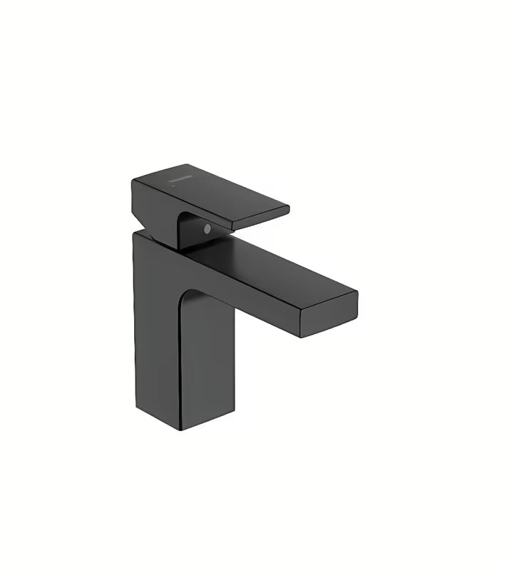 Umivalniška enoročna armatura hansgrohe Vernis Shape 100 v črni mat izvedbi za sodoben umivalnik.