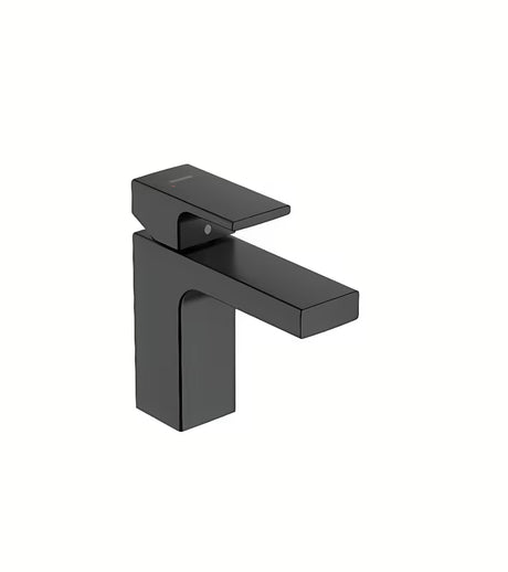 Umivalniška enoročna armatura hansgrohe Vernis Shape 100 v črni mat izvedbi za sodoben umivalnik.