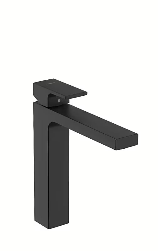 Visoka umivalniška enoročna armatura Hansgrohe Vernis Shape v mat črni barvi z visokim izlivom