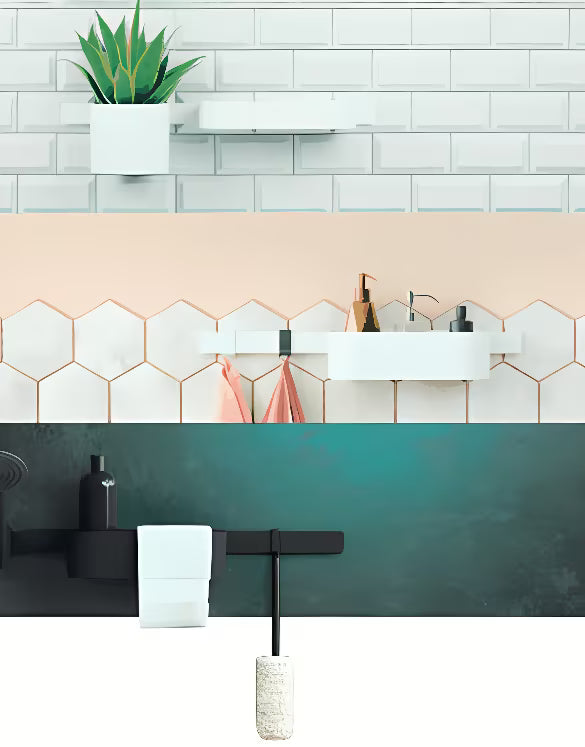 Globoka odlagalna polica Hansgrohe wallstoris v mat beli barvi pro montaža na stensko palico