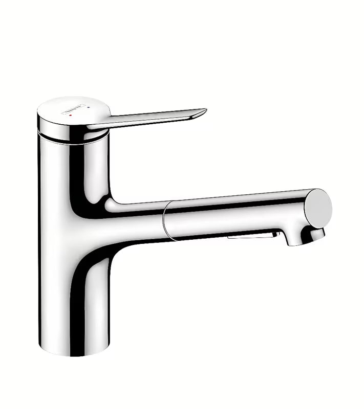 Kromirana armatura za pomivalno korito Hansgrohe Zesis z izvlečno prho s preklopom med dvema vrstama curka