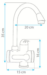 Homelife Digiterm kromirana armatura za pomivalno korito z električnim pretočnim grelnikom in LED-prikazom temperature