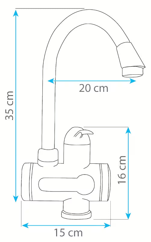 Homelife Digiterm kromirana armatura za pomivalno korito z električnim pretočnim grelnikom in LED-prikazom temperature